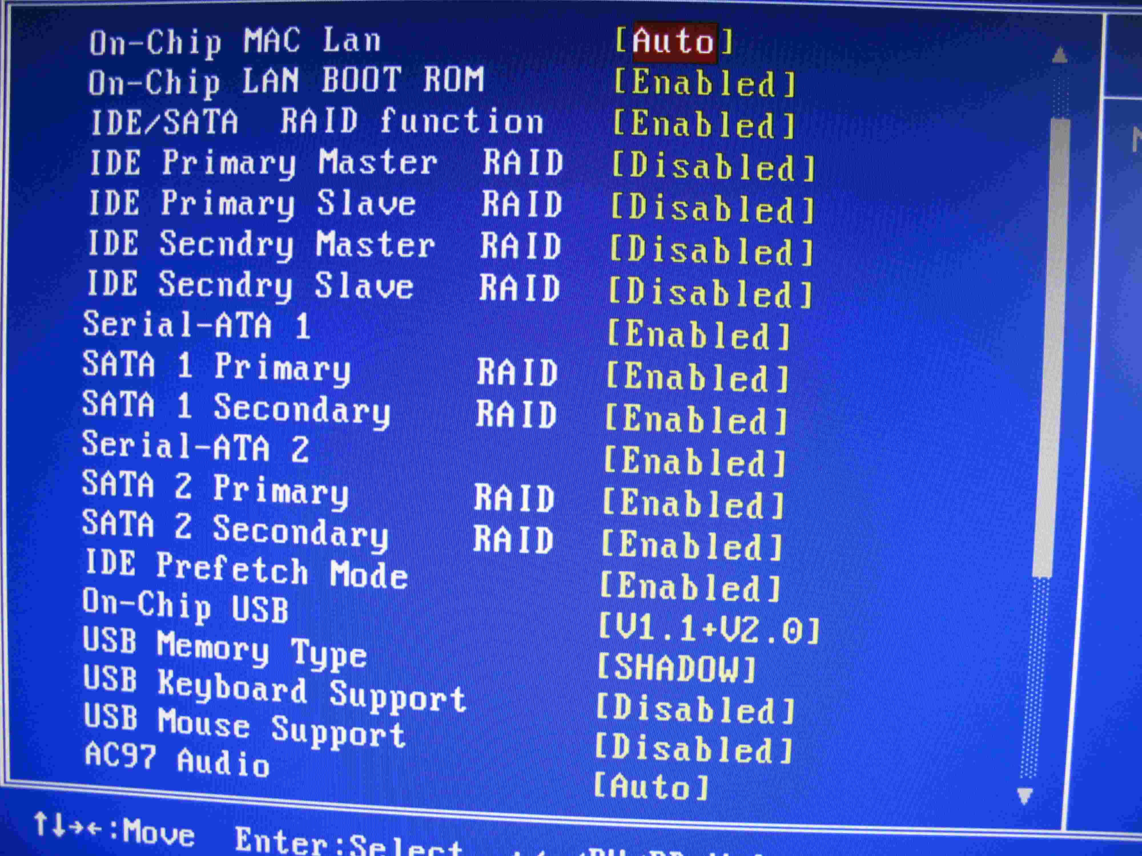 Жесткий диск BIOS SATA enabled