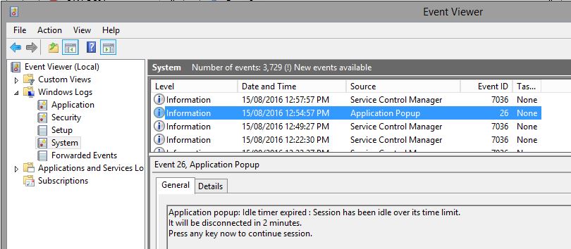 Top level window is idle. Session expired. Application popup. Citrix Window Idle timer expired.