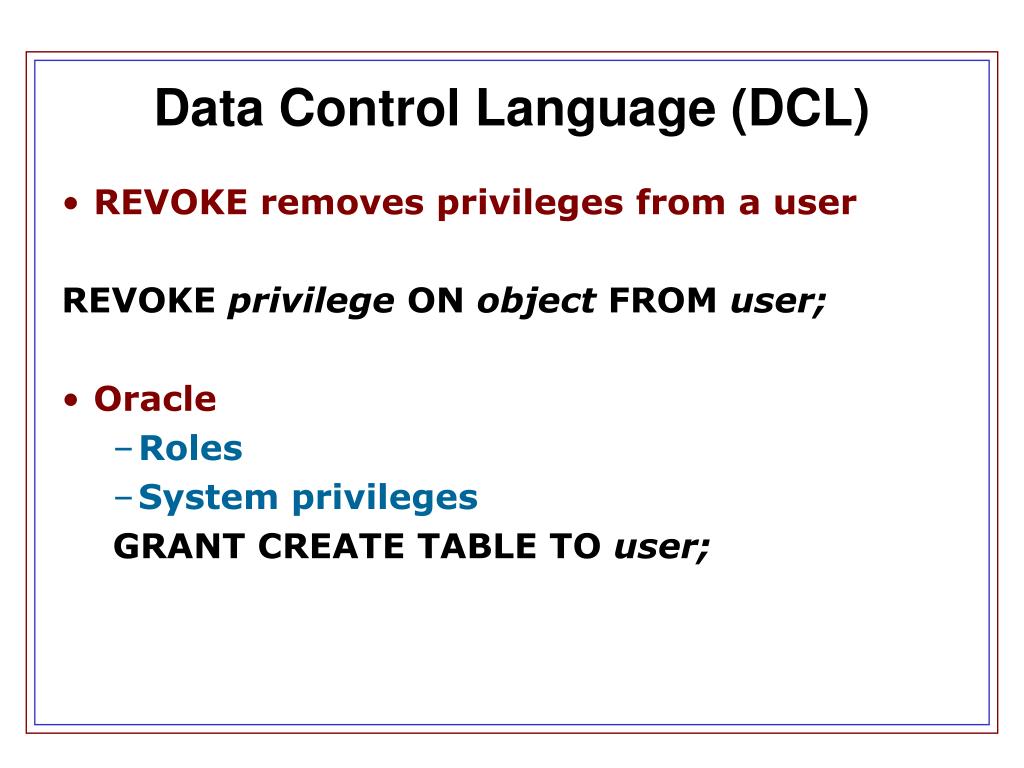 Язык control. DCL SQL. DCL - язык управления доступом к данным;. Язык data. DCL SQL Grant.