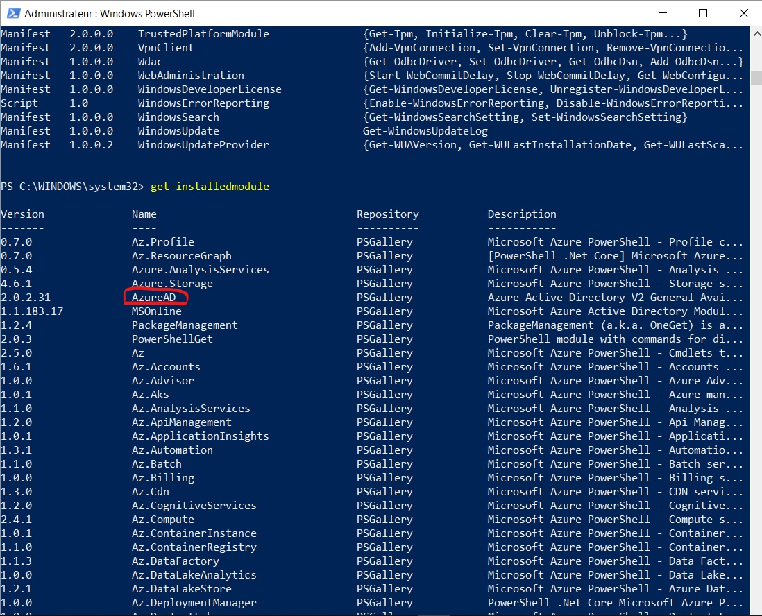 Powershell установка модулей.