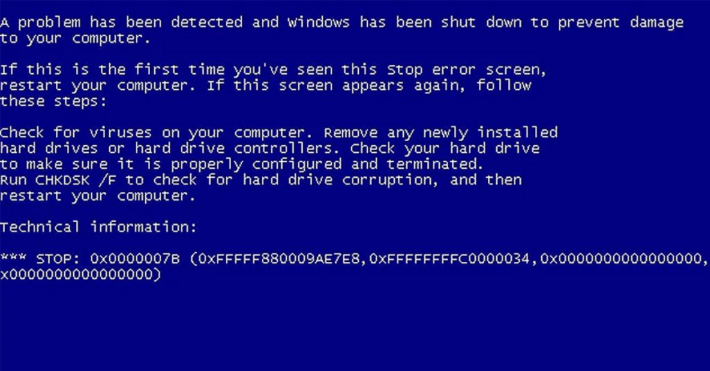 Как убрать синий экран смерти windows 7