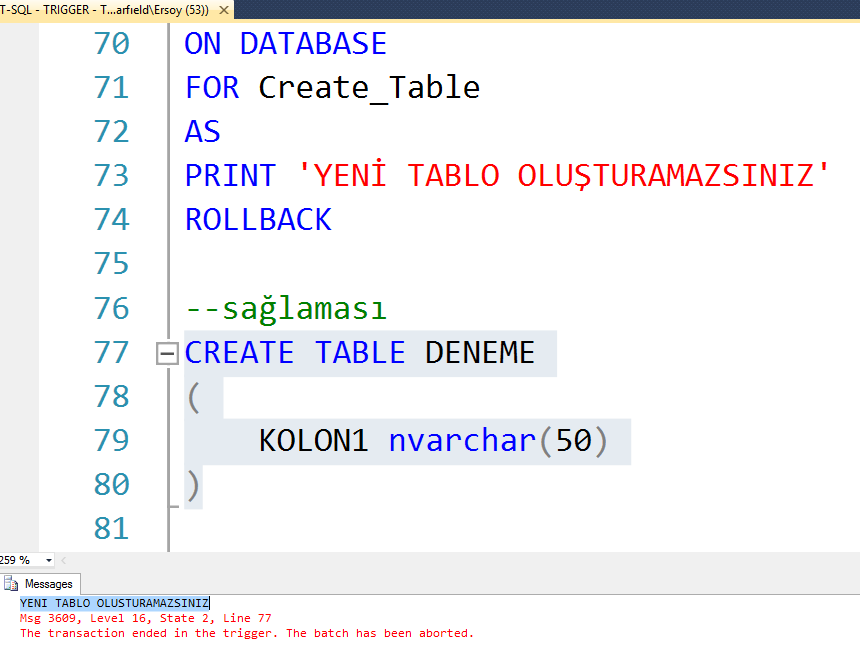 Trigger in sql server: create trigger in sql database- mssql trigger