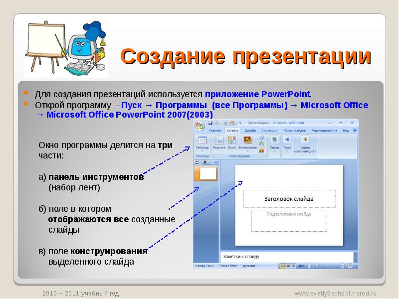 Программа powerpoint предназначена для подготовки и демонстрации компьютерных презентаций