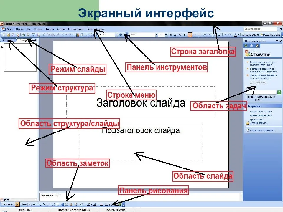 Редактор презентаций powerpoint назначение интерфейс работа в программе