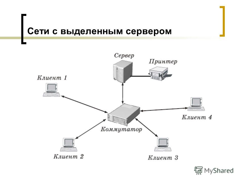 Соотнеси типы локальной сети со схемами сеть с выделенным сервером одноранговая сеть