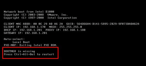 Исправление ошибки «bootmgr is compressed»