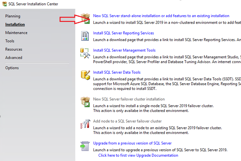 Installer 2019. SQL Express 2019.