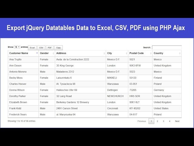 Exporting table data to excel in php tutorial | free source code projects and tutorials